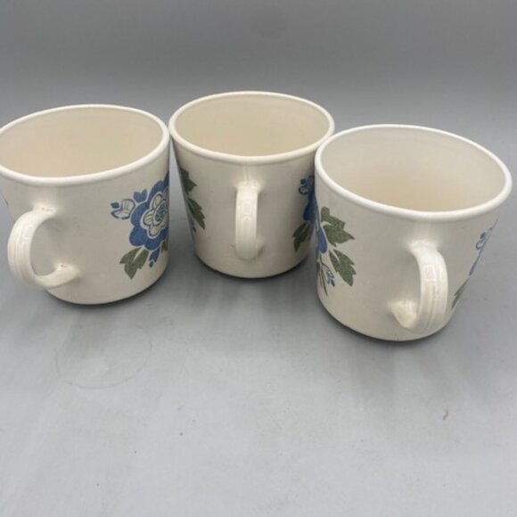 3) Corning Colonial Mist Mug Coffee Teacups Blue Flowers Vintage - Picture 2 of 4